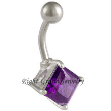 316L Surgical Steel Purple Cubic Zircon Belly Button Ring